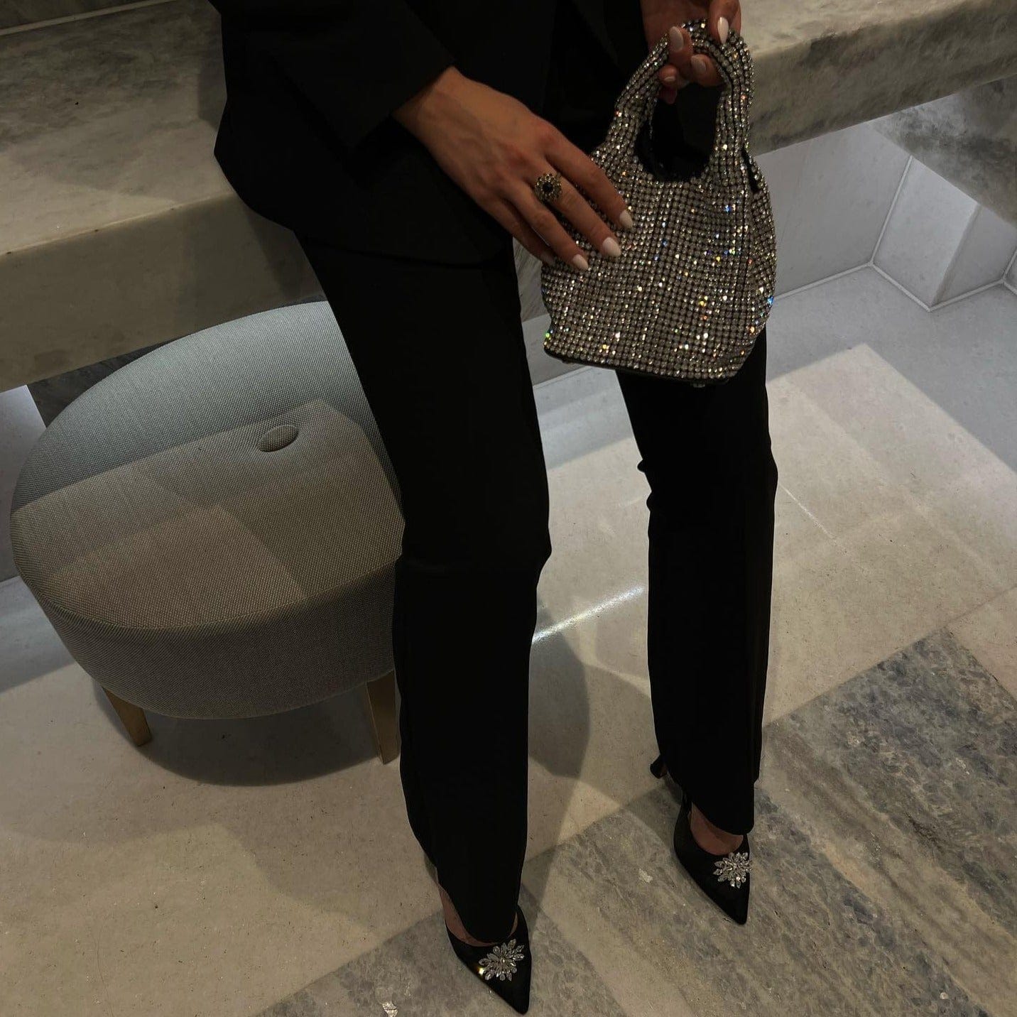 Celvera Tas Dames - Volledig Bedekte Strass Mini Bag met Dubbele Handgreep | Glamour