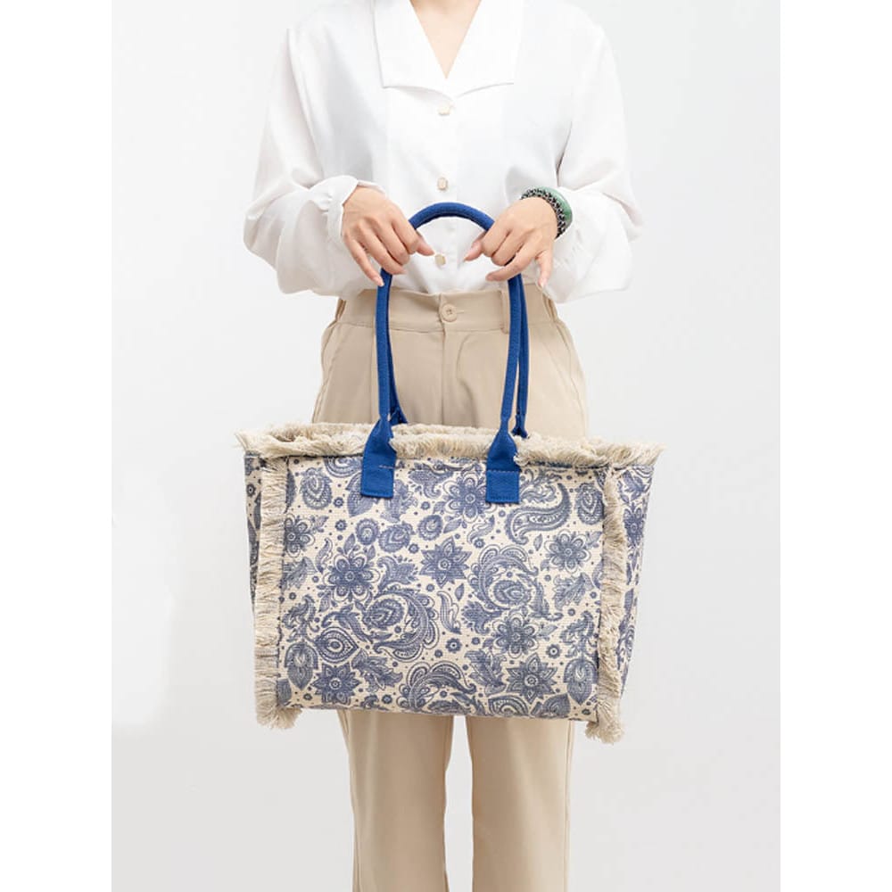 Celvera Tas Dames - Grote Shopper met Franje en Kleurrijk Bohemien Print | Zomer