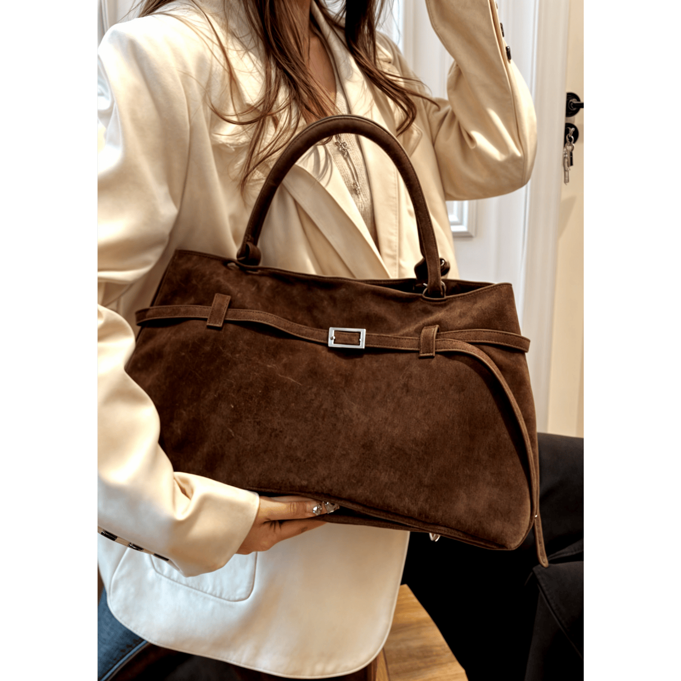 Celvera Tas Dames - Ruime Tote met Dubbele Hengsels en Ceintuurdetail | Elegant