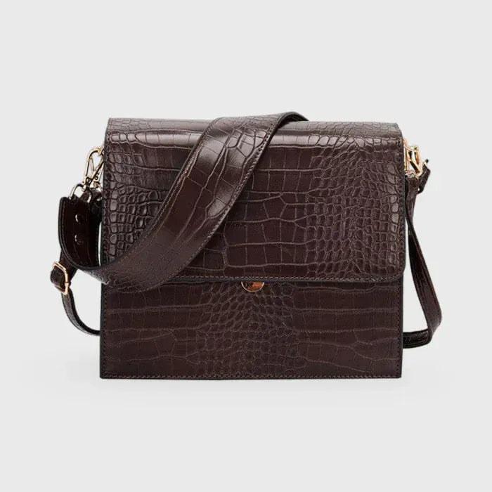 Celvera Compacte crossbody schoudertas met crocoprint in leer