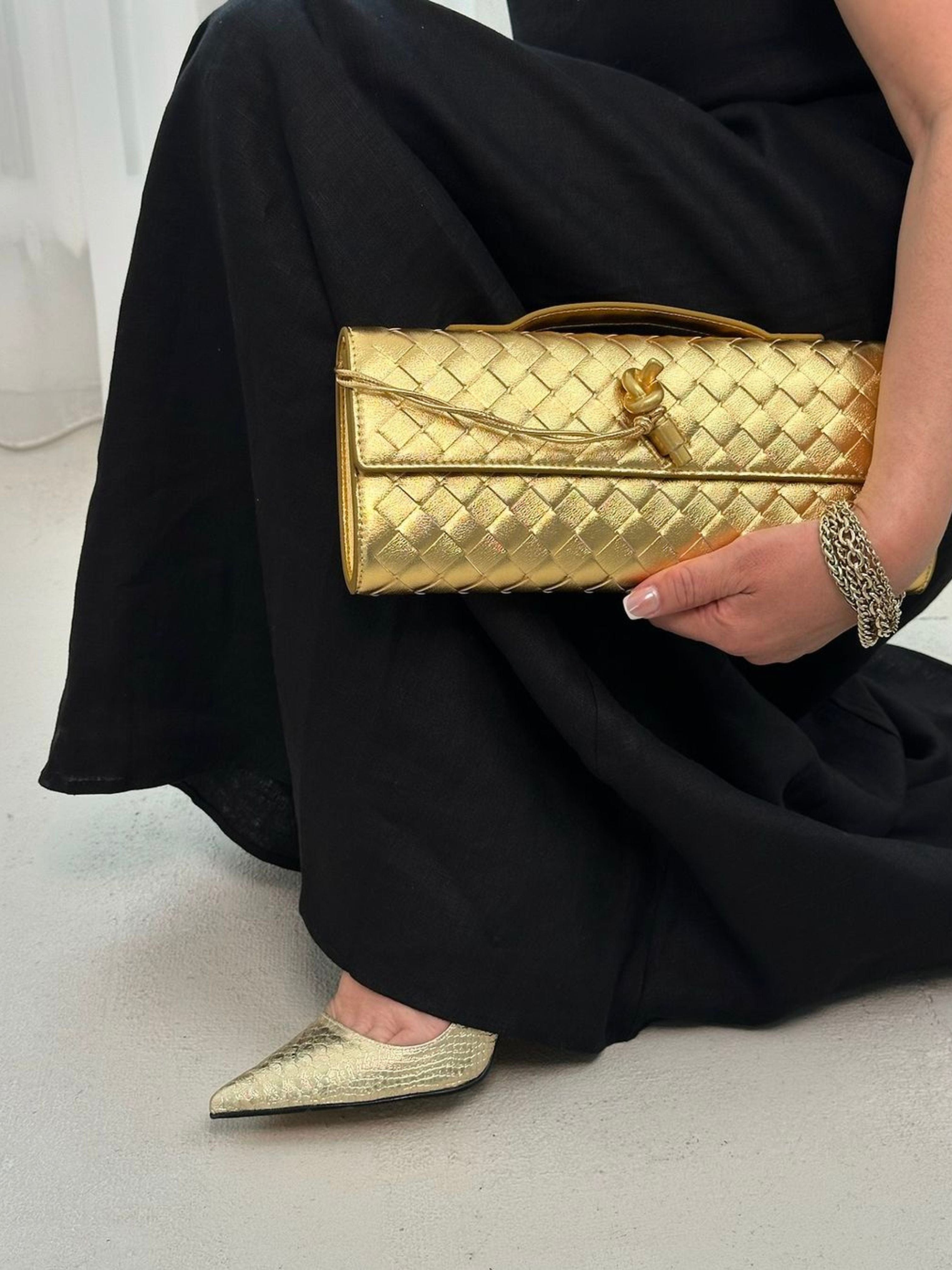 Celvera Tas Dames - Langwerpig Gevlochten Model met Klepslot en Schouderriem