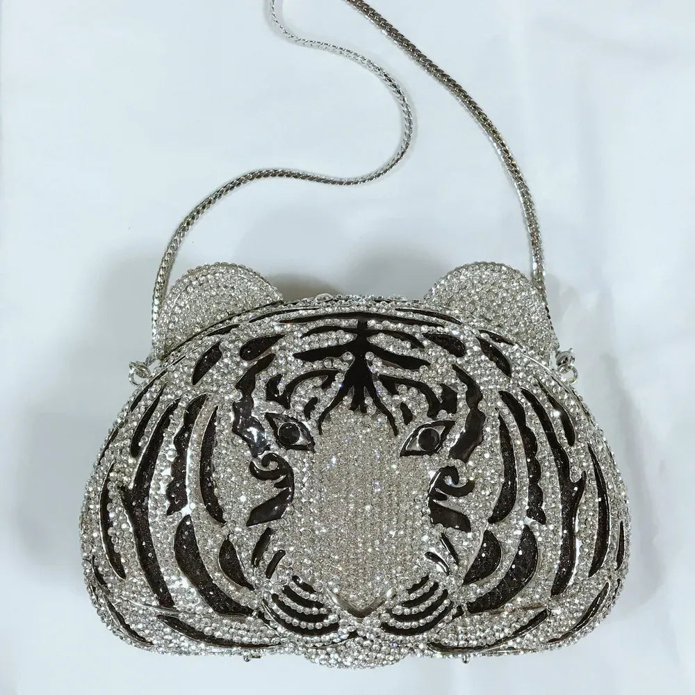 Celvera Tas Dames - Kristallen Avondtasje Tijger met Ketting | Opvallend