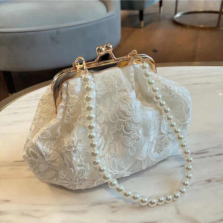 Celvera Tas Dames - Avondtasje met Parelketting en Kliksluiting | Chique