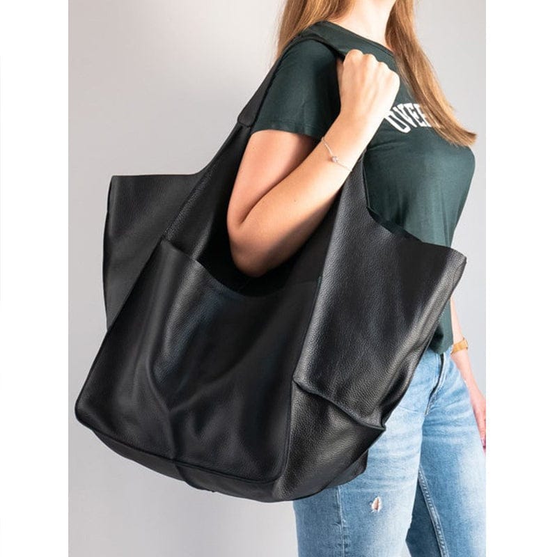Celvera Oversized schoudertas in vintage leer met ruime draagcapaciteit