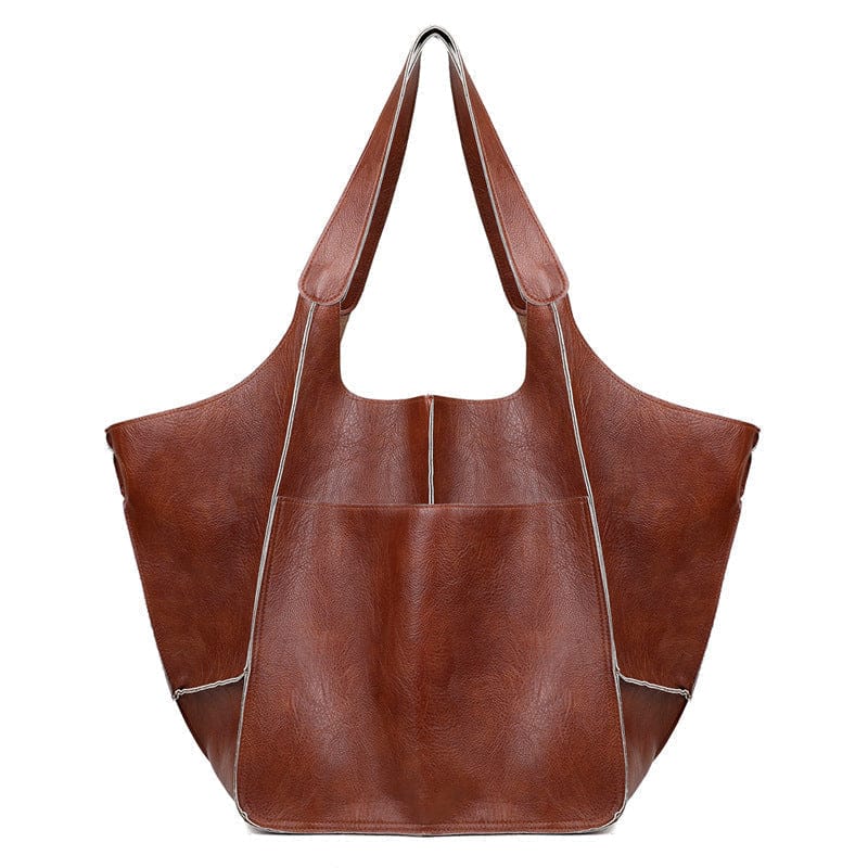 Celvera Oversized schoudertas in vintage leer met ruime draagcapaciteit