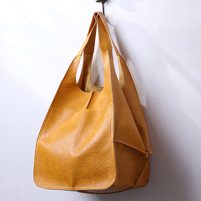 Celvera Oversized schoudertas in vintage leer met ruime draagcapaciteit