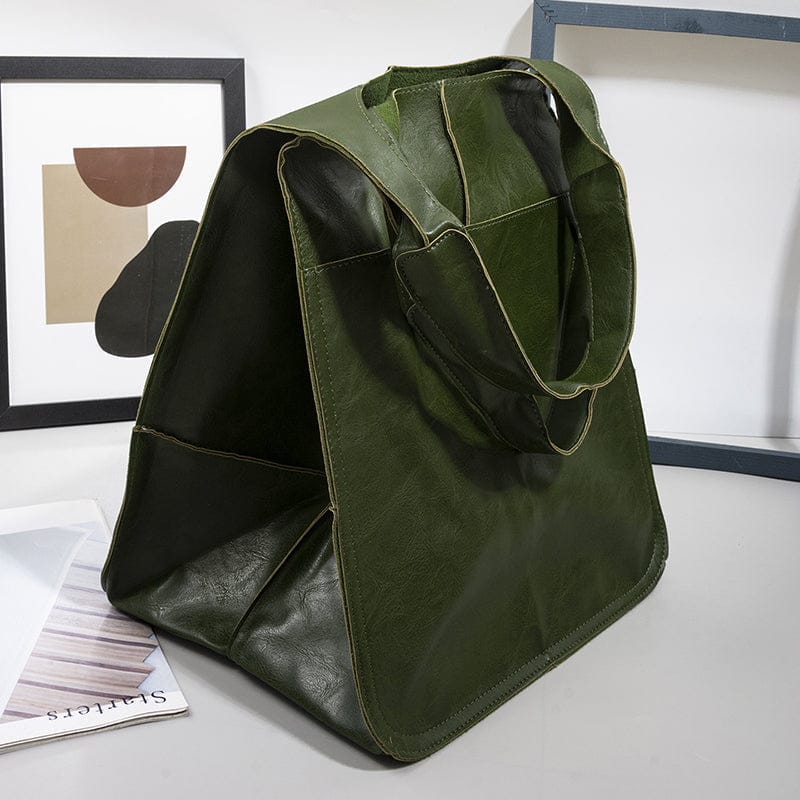 Celvera Oversized schoudertas in vintage leer met ruime draagcapaciteit
