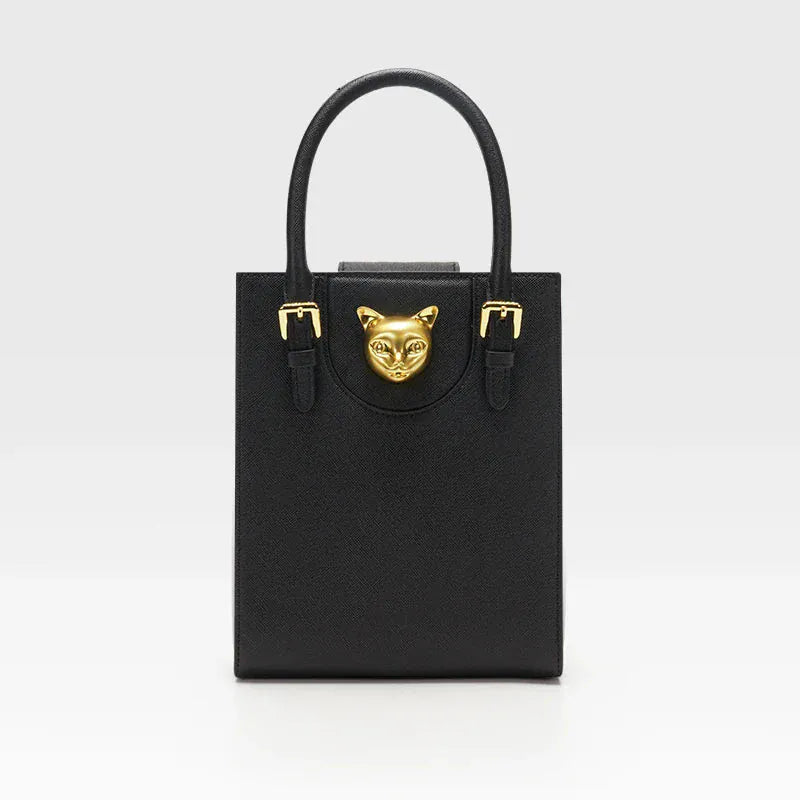 Celvera Handtas Dames - Mini Tote Bag met Gouden Kattenslot | Chique