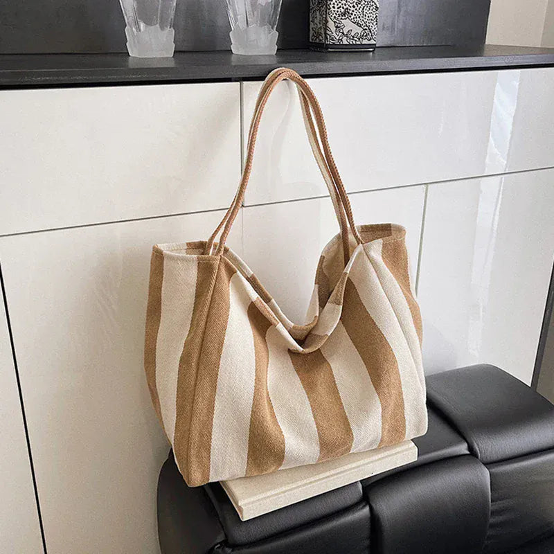 Celvera Tas Dames - Grote Tote Bag met Brede Strepen en Zachte Band | Casual