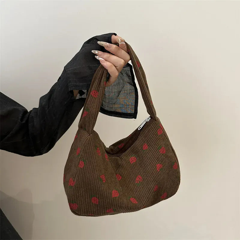 Celvera Tas Dames - Mini Schoudertas met Aardbeienprint en Structuur | Zomer