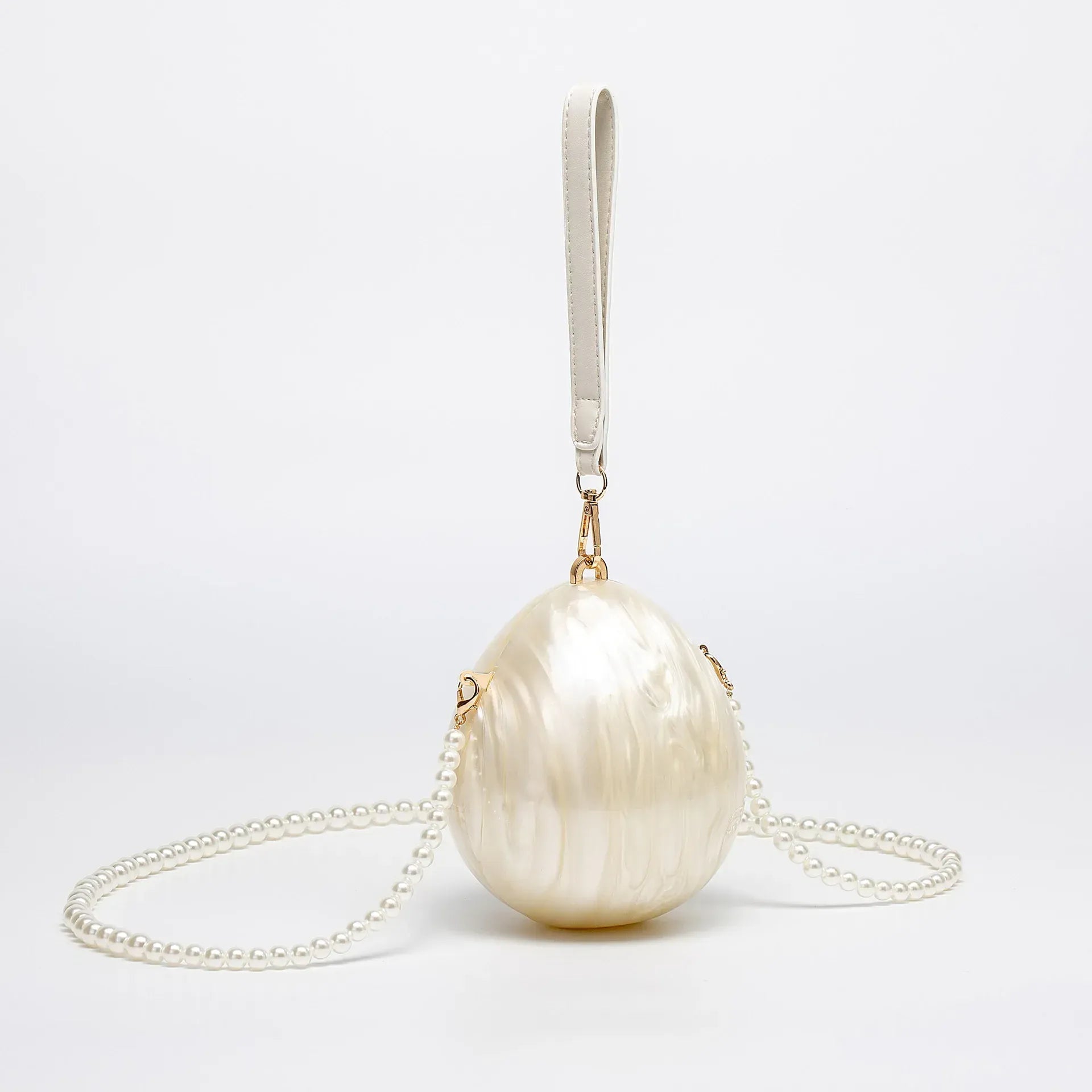 Celvera Tas Dames - Parelmoer Ei Clutch met Parelketting en Pols | Gala