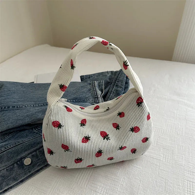 Celvera Tas Dames - Mini Schoudertas met Aardbeienprint en Structuur | Zomer
