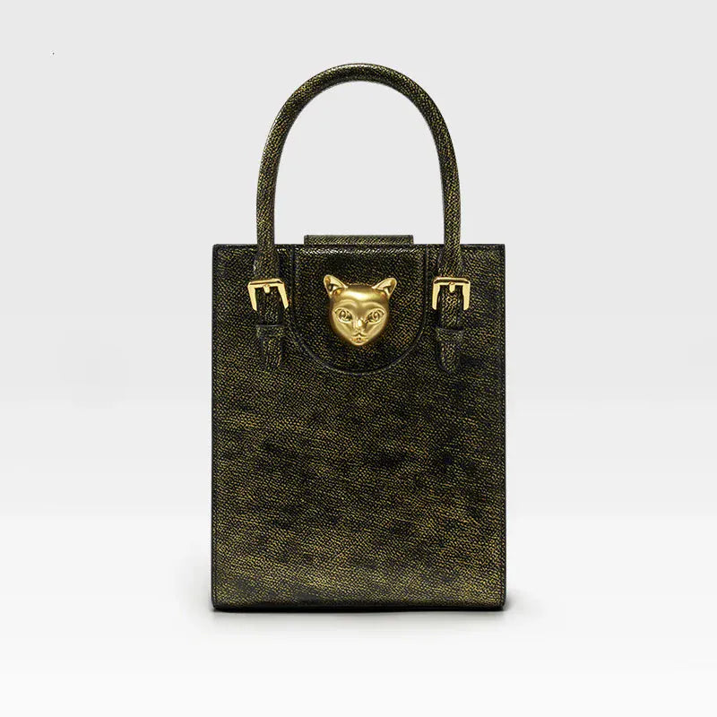 Celvera Handtas Dames - Mini Tote Bag met Gouden Kattenslot | Chique