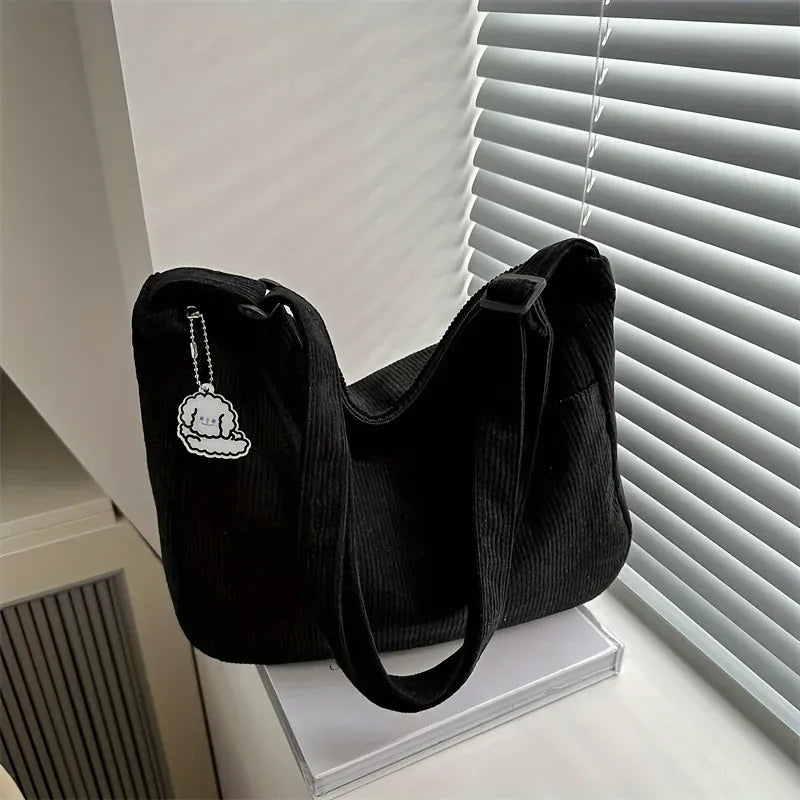 Celvera Tas Dames - Ruime Schoudertas met Ribbel en Bedeltje | Casual