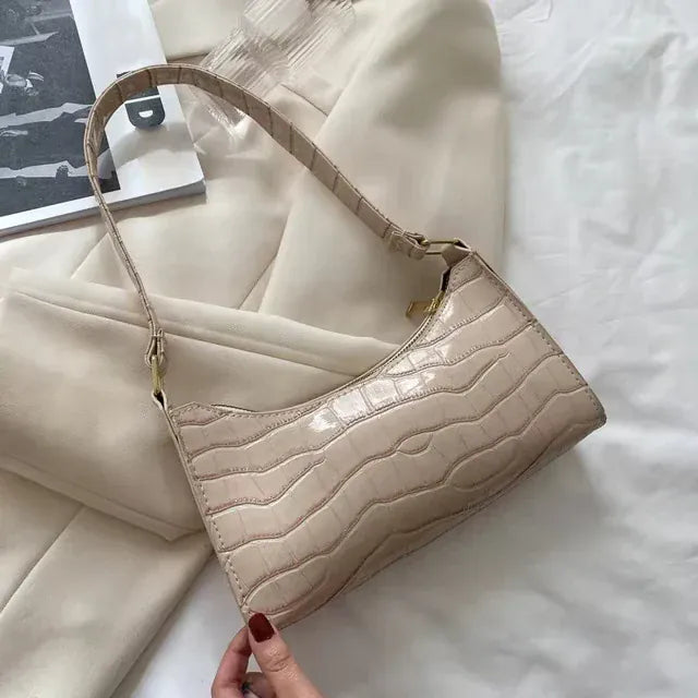 Celvera Schoudertas Dames - Halfmaan Tas met Krokodilprint en Rits | Chique
