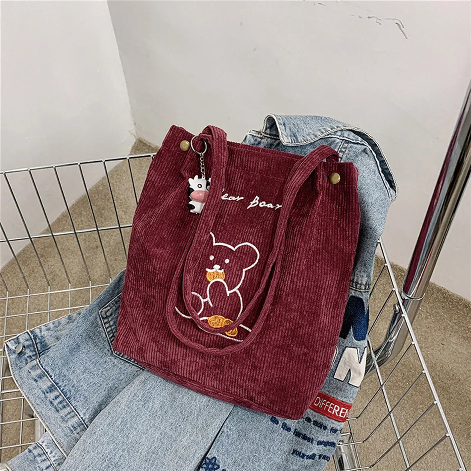 Celvera Tas Dames - Schoudertas met Beertje Applicatie | Casual