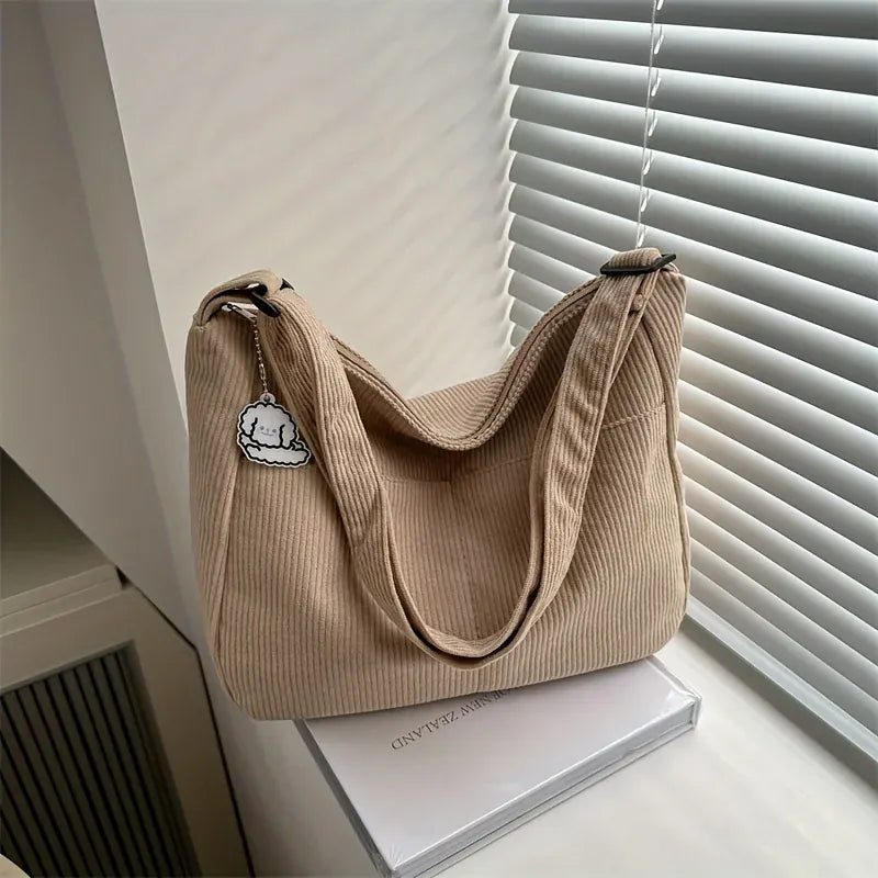 Celvera Tas Dames - Ruime Schoudertas met Ribbel en Bedeltje | Casual