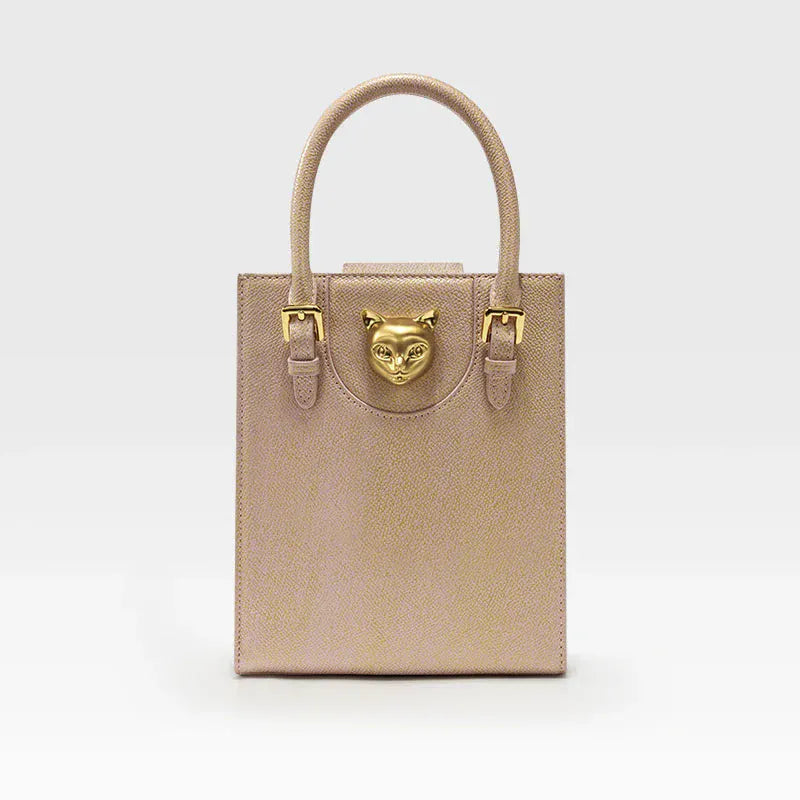 Celvera Handtas Dames - Mini Tote Bag met Gouden Kattenslot | Chique