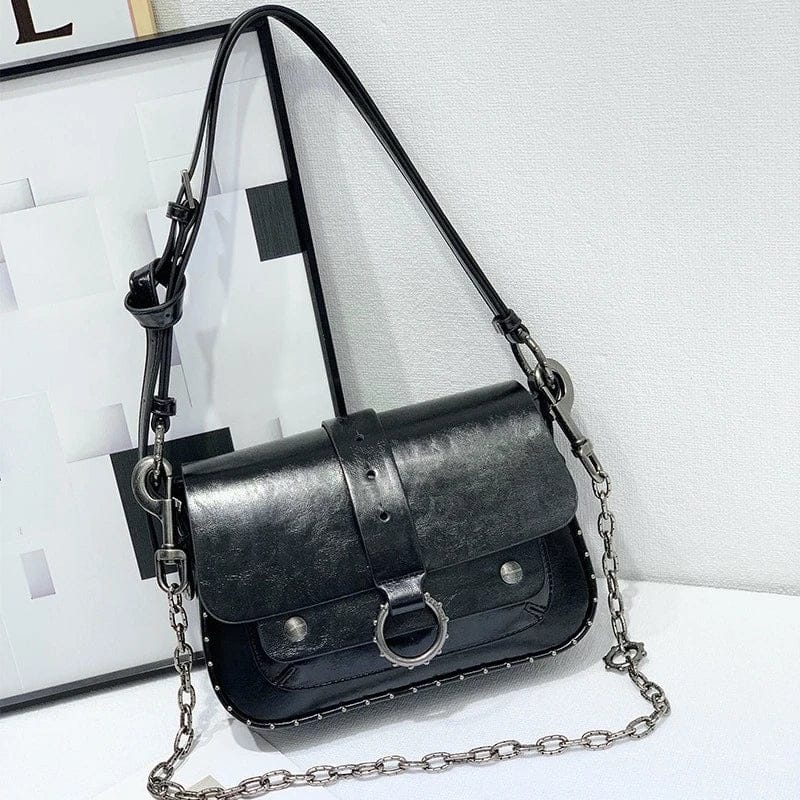Celvera Tas Dames - Flap Tas met Gouden Ring en Ketting | Klassiek