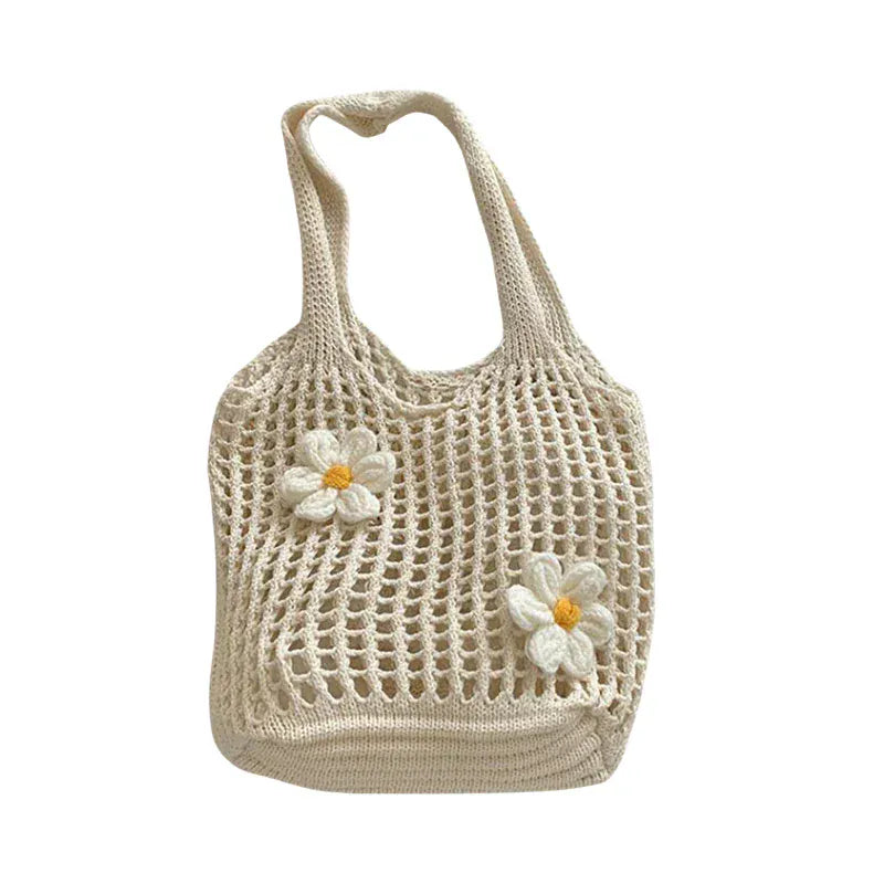Celvera Tas Dames - Gehaakt Shopper Model met Bloemen | Zomer
