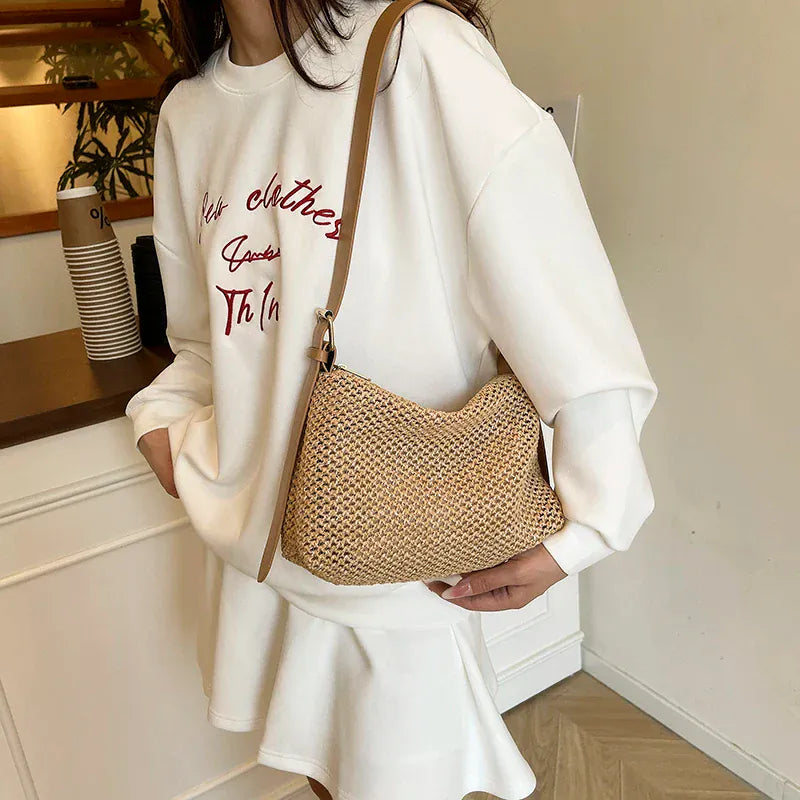 Celvera Tas Dames - Gevlochten Hobo Tas met Brede Schouderriem | Zomer