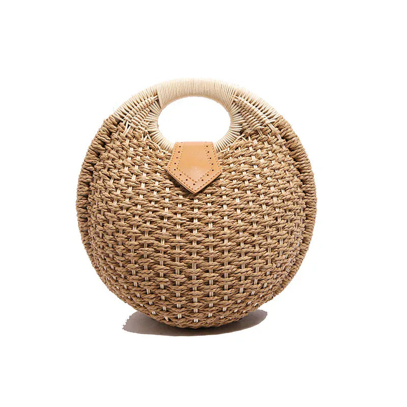 Celvera Tas Dames - Ronde Gevlochten Tas met Houten Handvat | Zomer