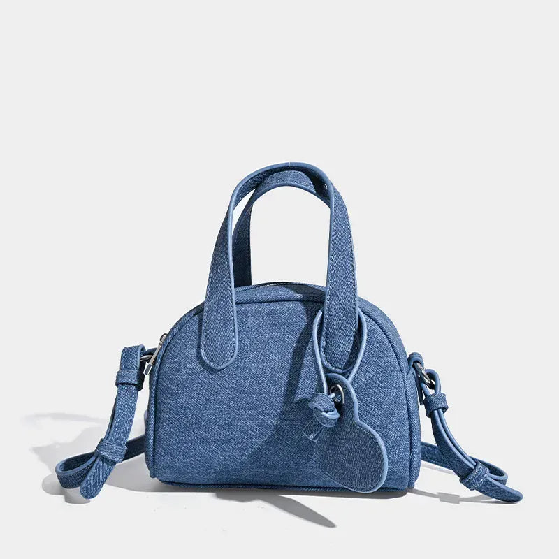 Celvera Tas Dames - Mini Bowlingtas met Hart Bedeltje en Knoopjes | Casual