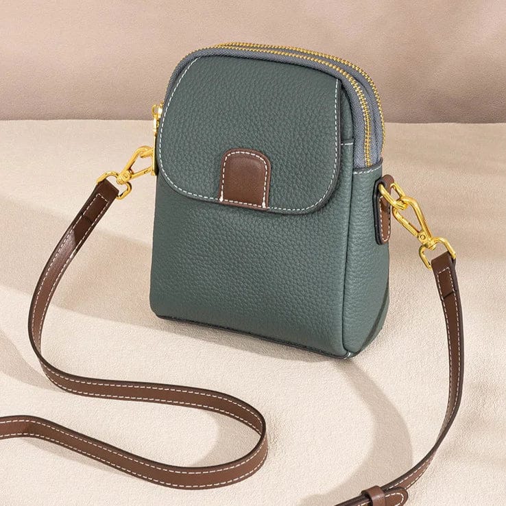 Celvera Crossbody Tas Dames - Compacte Mini Tas met Dubbele Rits | Goudkleurig
