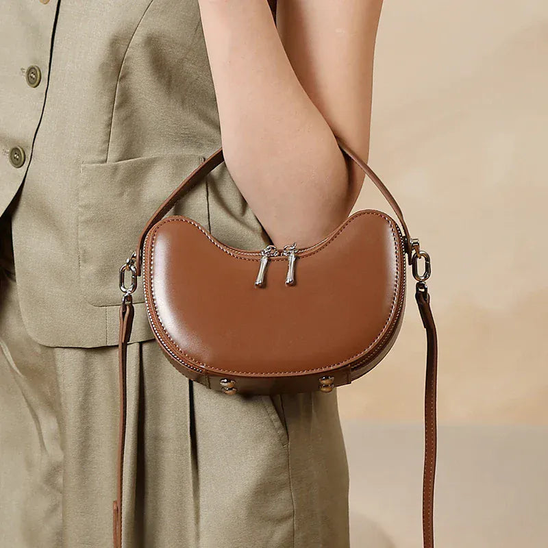 Celvera Tas Dames - Halfmaan Crossbody met Dubbele Rits en Ring | Klassiek