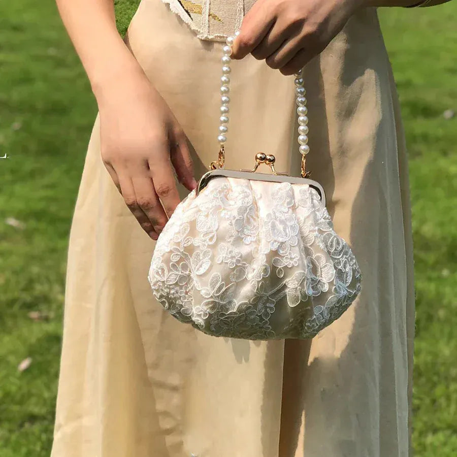 Celvera Tas Dames - Avondtasje met Parelketting en Kliksluiting | Chique