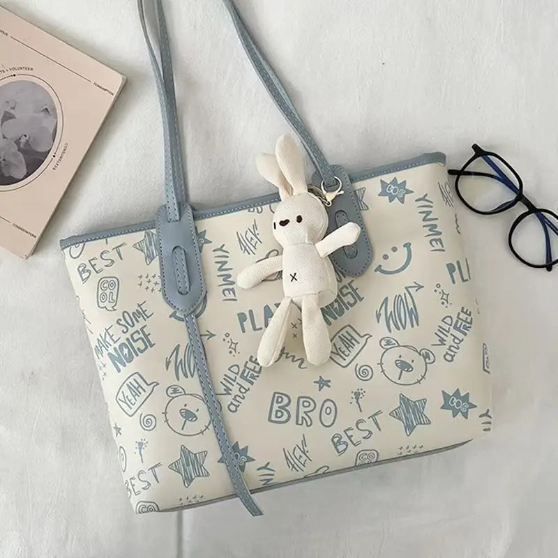 Celvera Tas Dames - Ruime Shopper met Graffiti Print en Hanger | Casual