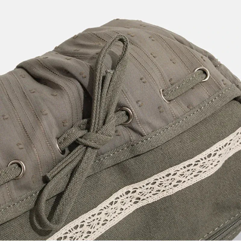 Celvera Tas Dames - Casual Schoudertas met Kanten Bies en Trekkoord | Boho