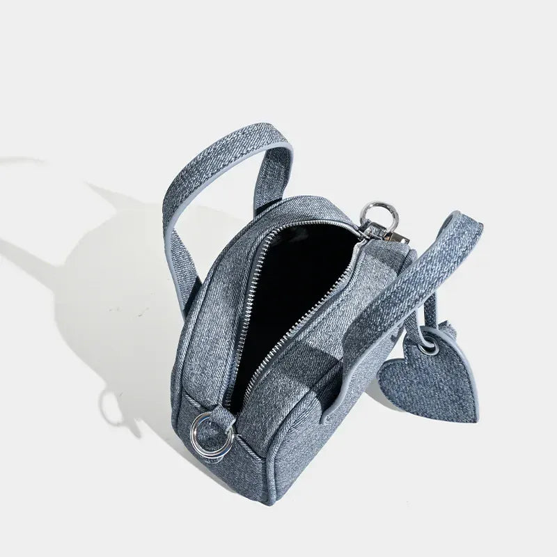 Celvera Tas Dames - Mini Bowlingtas met Hart Bedeltje en Knoopjes | Casual