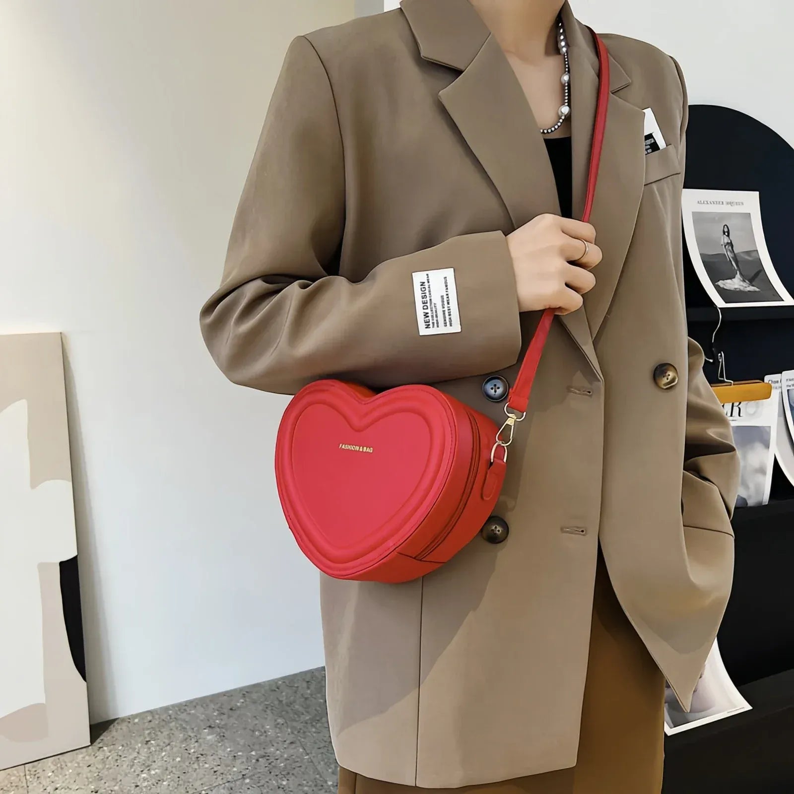 Celvera Schoudertas Dames - Hartvormig Design met Rits | Crossbody