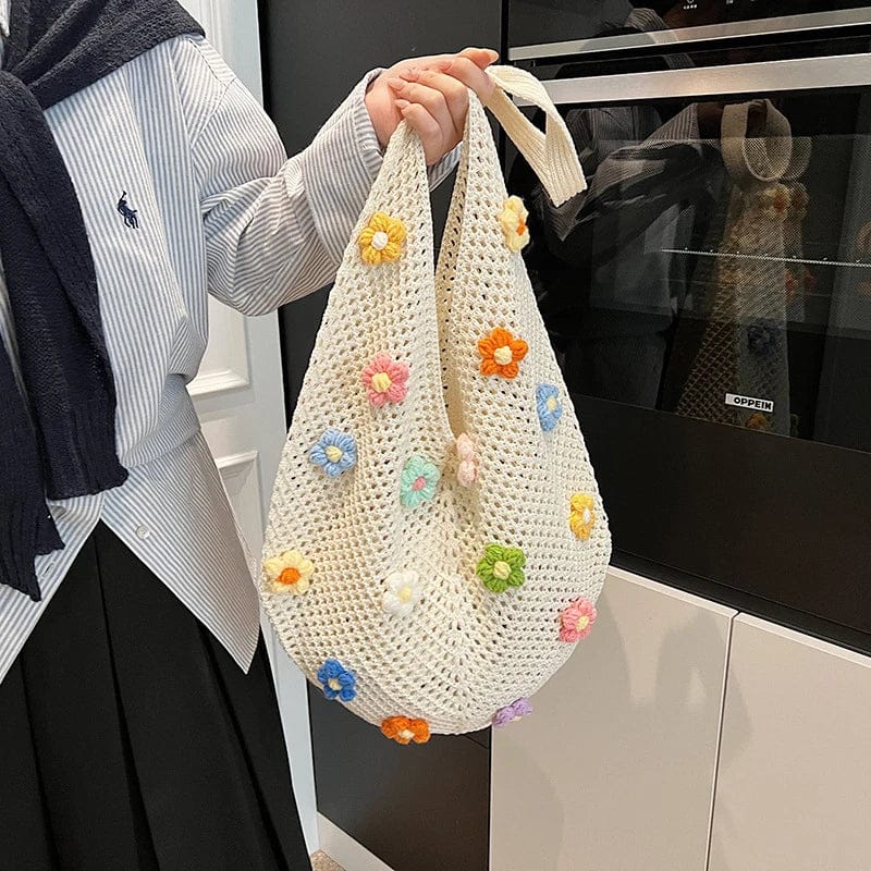 Celvera Tas Dames - Gehaakte Shopper met Bloemendetails | Zomer