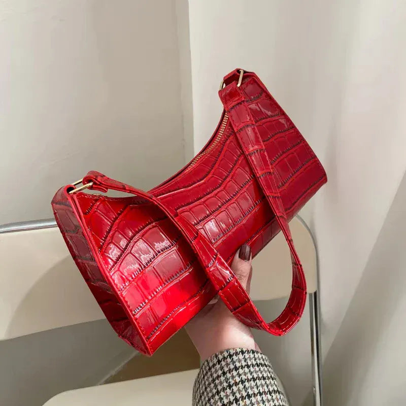 Celvera Schoudertas Dames - Halfmaan Tas met Krokodilprint en Rits | Chique