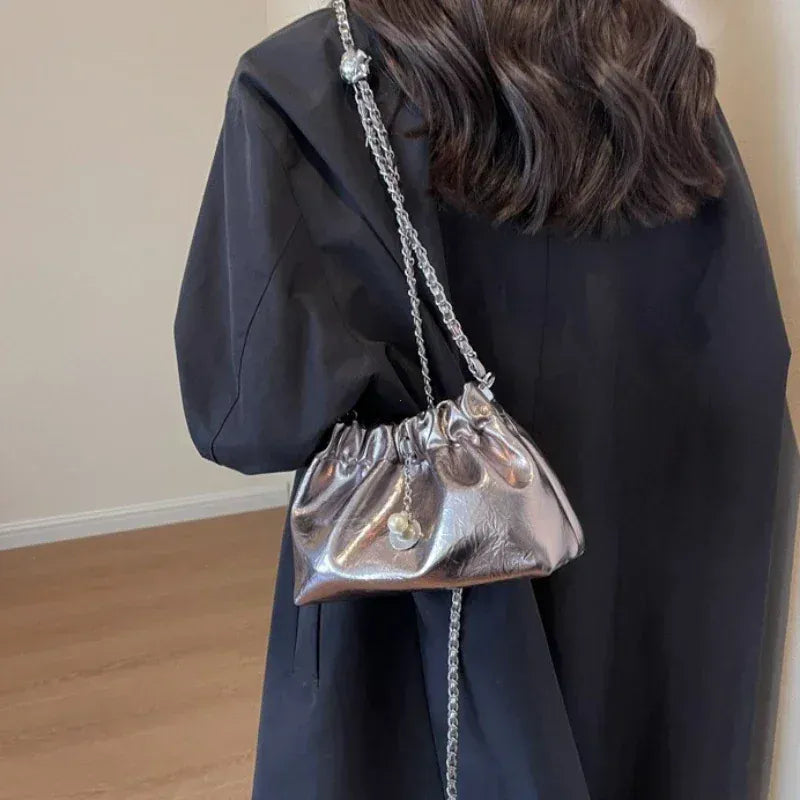 Celvera Tas Dames - Glanzende Crossbody met Gerimpeld Design | Chique