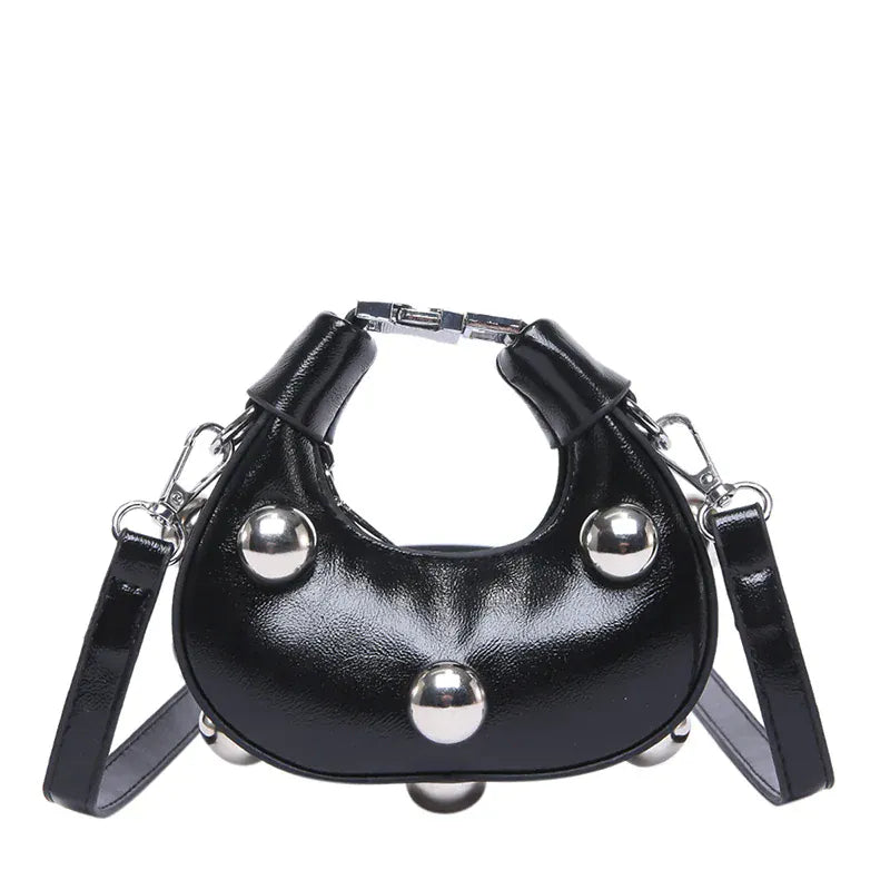 Celvera Tas Dames - Mini Crossbody met Zilveren Bolstuds en Ring | Stoer
