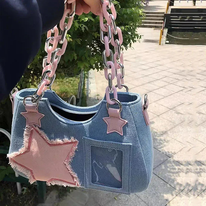 Celvera Tas Dames - Y2K Handtas met Sterren en Ketting | Opvallend