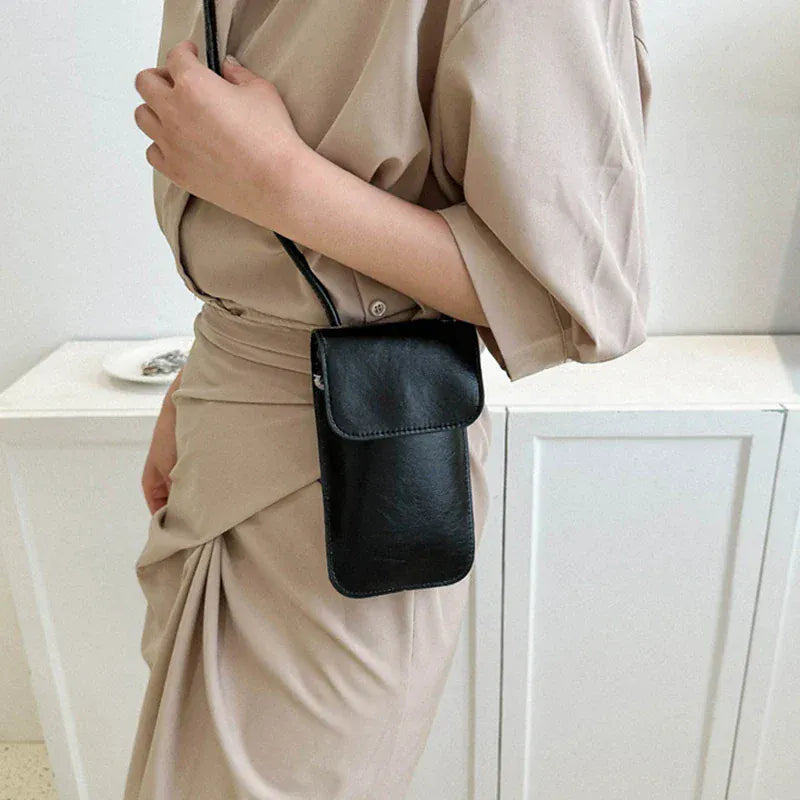 Celvera Tas Dames - Glanzende Mini Crossbody met Flap en Touwriem | Chique