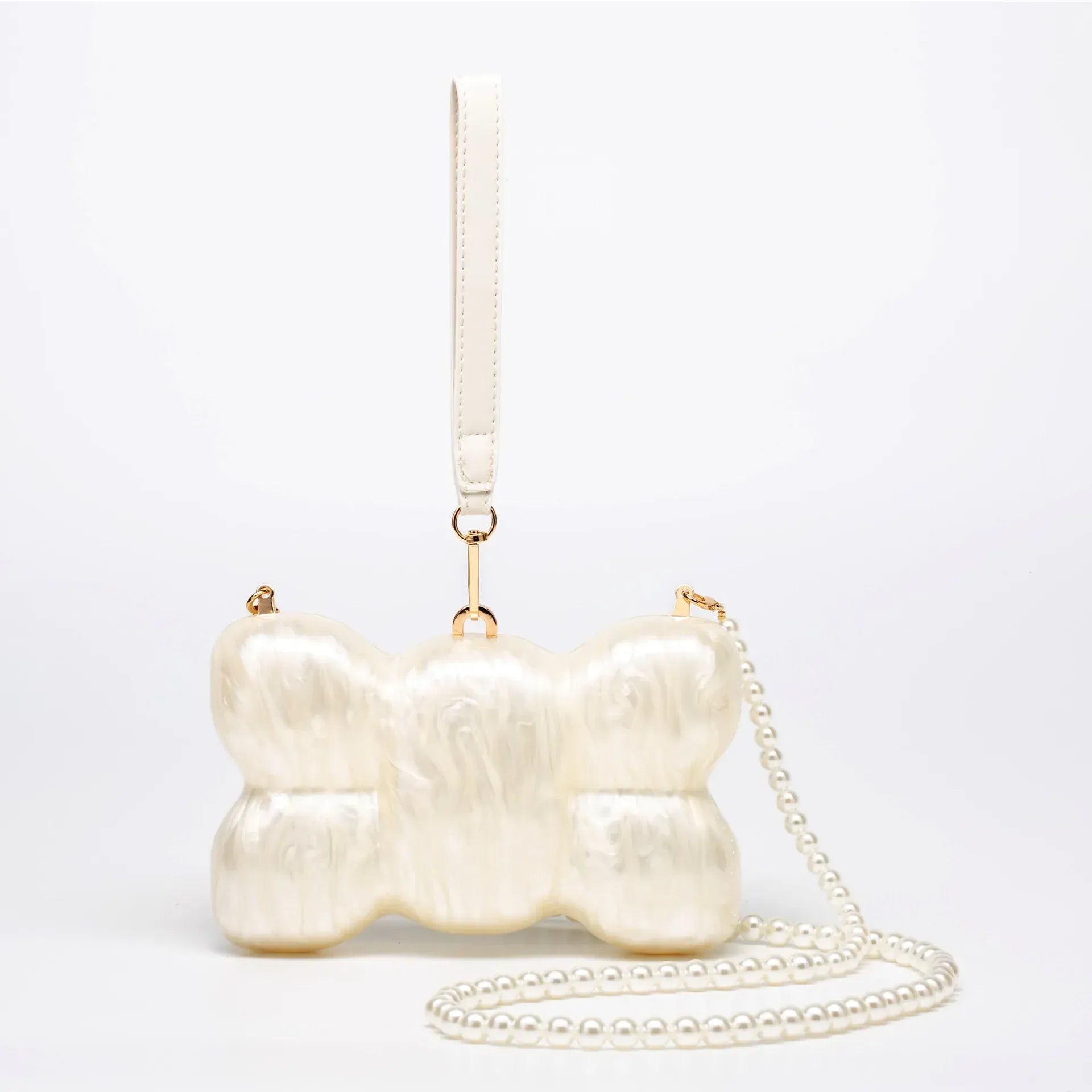 Celvera Tas Dames - Parelmoer Ei Clutch met Parelketting en Pols | Gala
