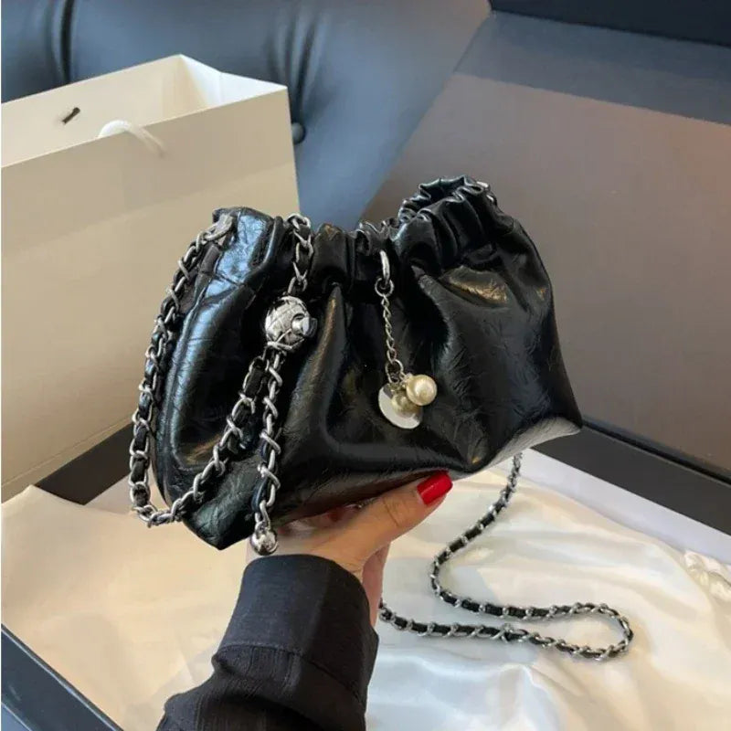 Celvera Tas Dames - Glanzende Crossbody met Gerimpeld Design | Chique