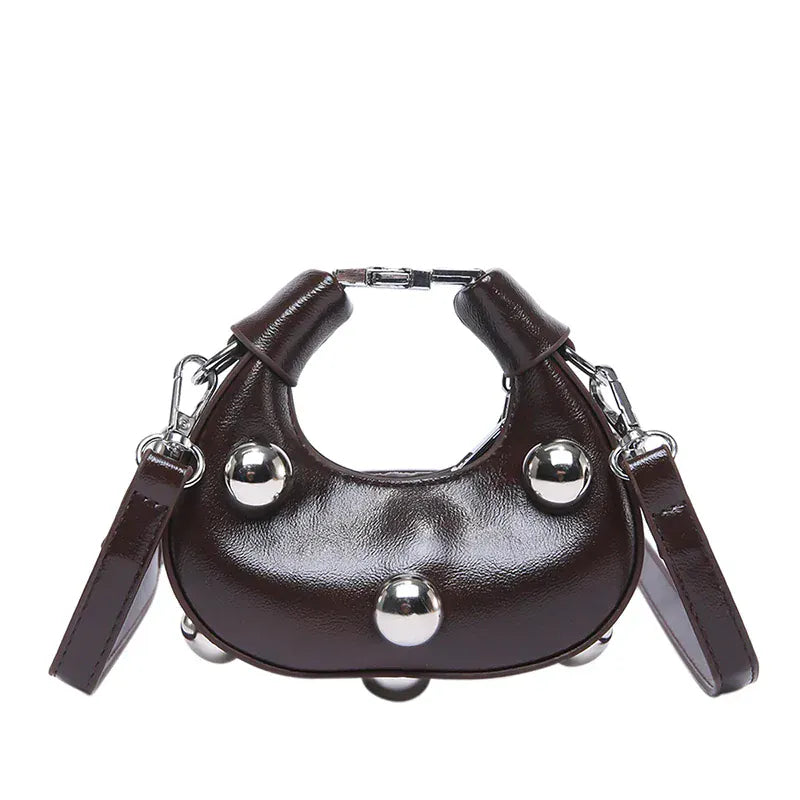 Celvera Tas Dames - Mini Crossbody met Zilveren Bolstuds en Ring | Stoer