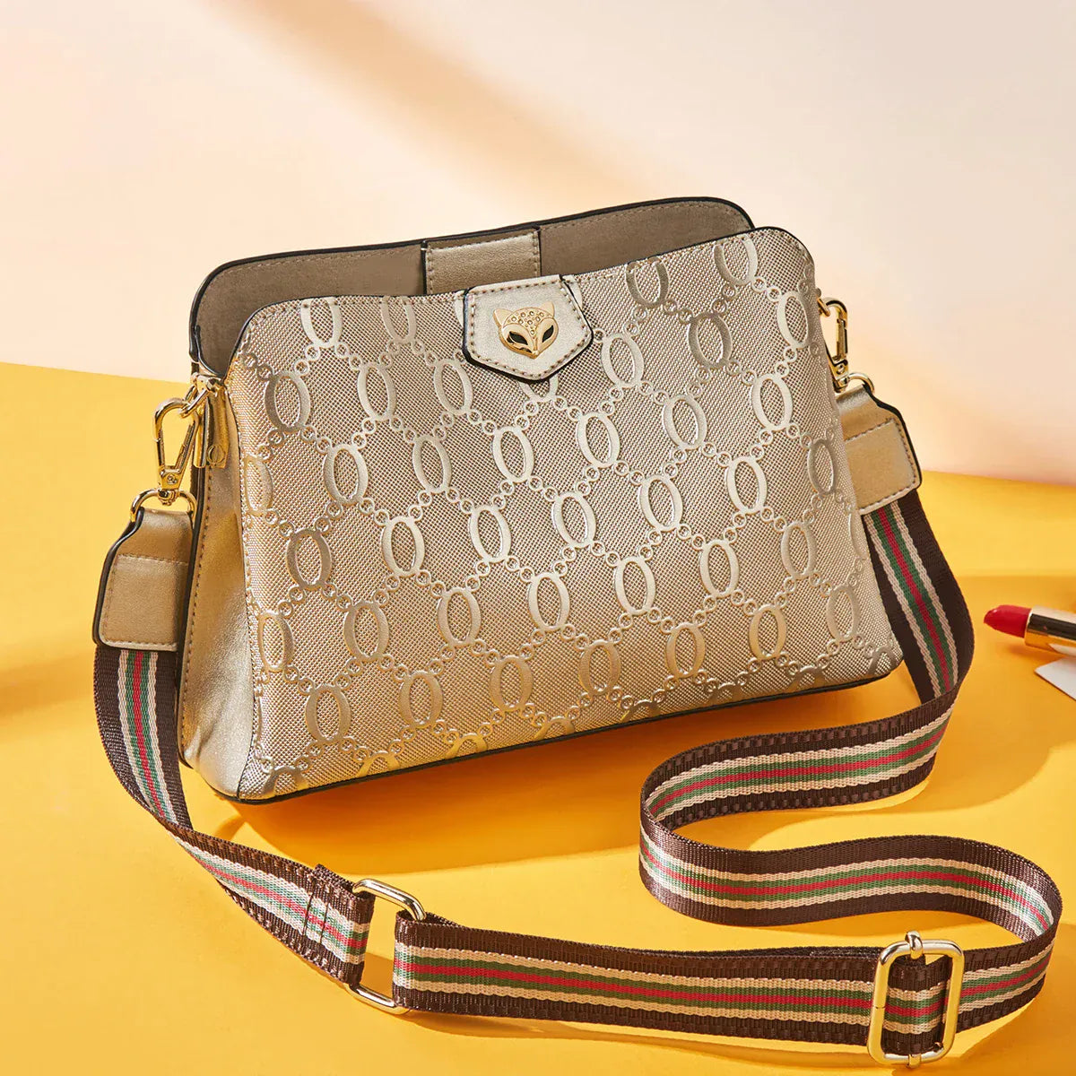 Celvera Tas Dames - Crossbody met Monogram Print en Brede Band | Chique
