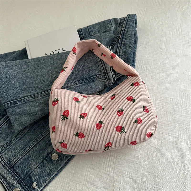 Celvera Tas Dames - Mini Schoudertas met Aardbeienprint en Structuur | Zomer