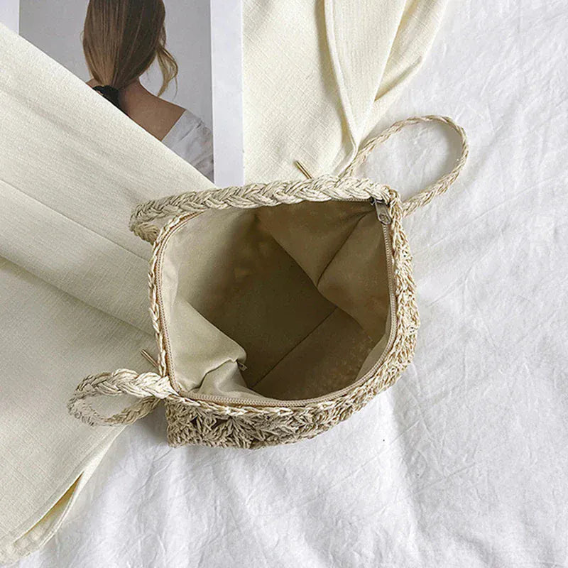 Celvera Schoudertas Dames - Gevlochten Zomertas met Open Weef | Shopper