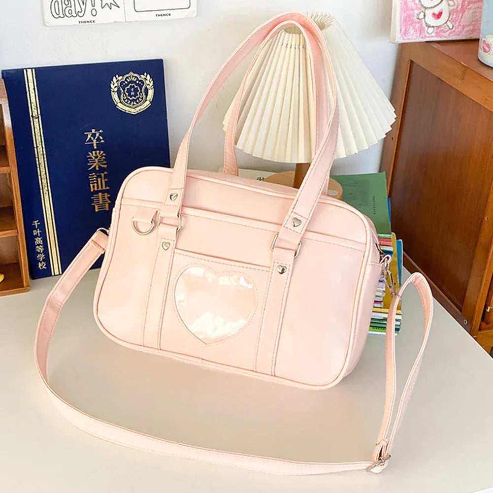 Celvera Tas Dames - Rechthoekige Schoudertas met Hart Detail | Kawaii