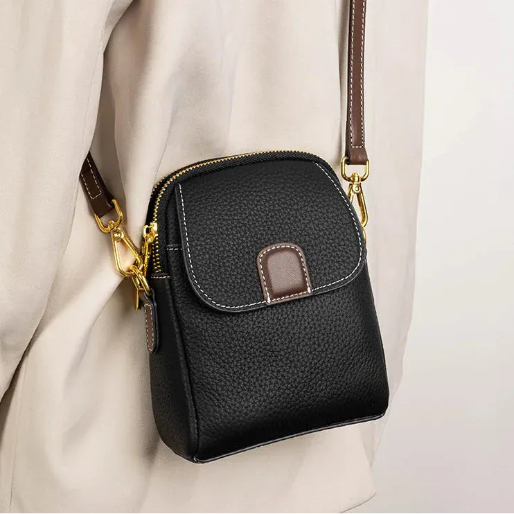 Celvera Crossbody Tas Dames - Compacte Mini Tas met Dubbele Rits | Goudkleurig