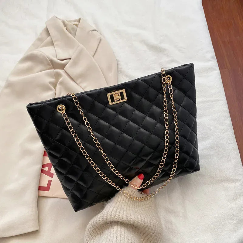 Celvera Shopper Dames - Grote Gewatteerde Tas met Gouden Ketting | Chique