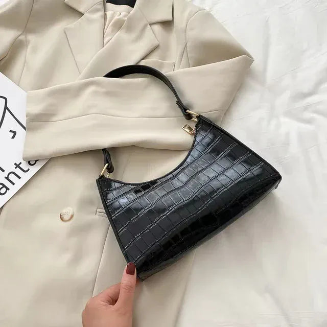 Celvera Schoudertas Dames - Halfmaan Tas met Krokodilprint en Rits | Chique